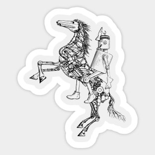 Mechanical rearing horse and rider. Sticker